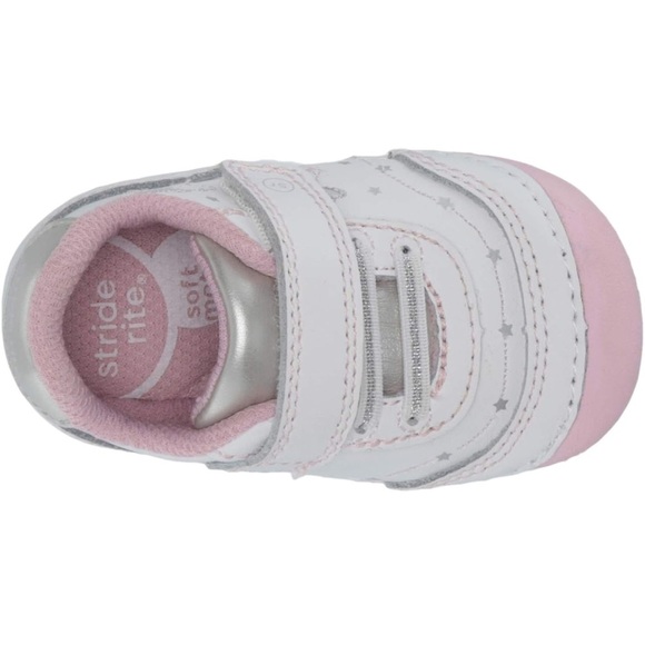 Stride Rite Baby Walker Shoes White Silver Velcro - Picture 3 of 6
